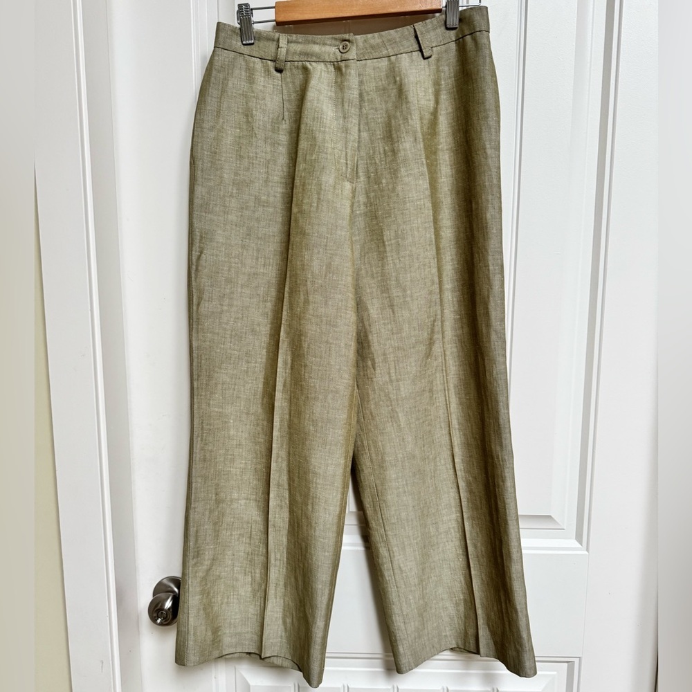 Vintage Current Light Khaki Linen Blend High Waist Wide Leg Cropped Pant. 30โ - Picture 2 of 7